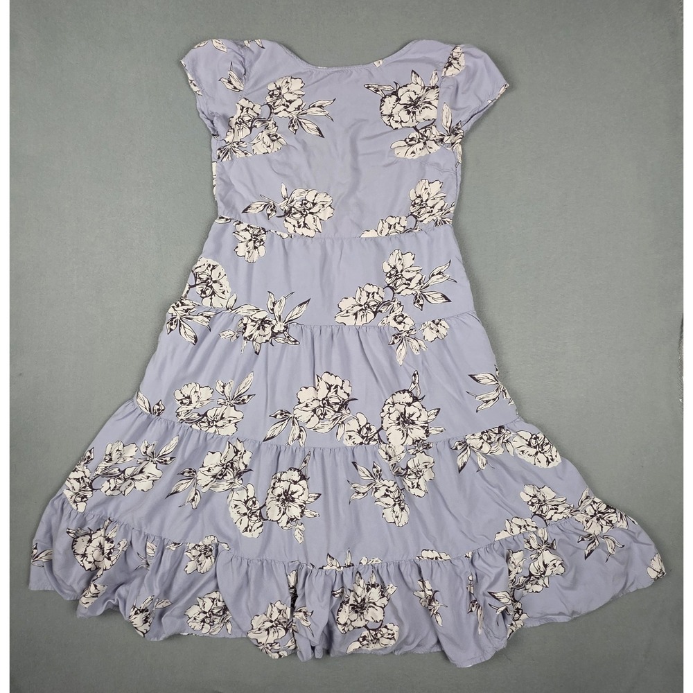 Free People Midi Dress XS Rita‎ Periwinkle Blue Purple Tiered Plunge Open Back